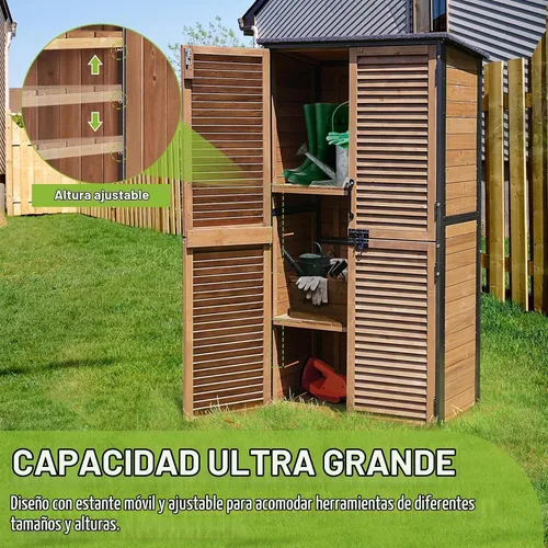 Vista 5 de Cobertizo de almacenamiento para exteriores, armario de jardín con marco de hierro resistente, cobertizo de jardín grande con piso, impermeable