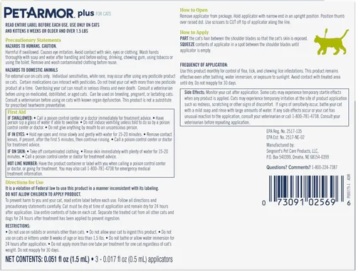 Vista 9 de petarmor Plus & de pulgas Tick Tratamiento para gatos, más de 1,5 kg, 3 ct