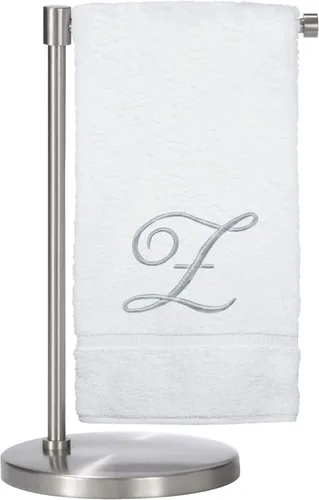 Vista 147 de Script R - Toalla de baño con monograma, regalo personalizado, 27 x 54 pulgadas, juego de 1 toalla bordada con texto dorado, 100% algodón turco Navy