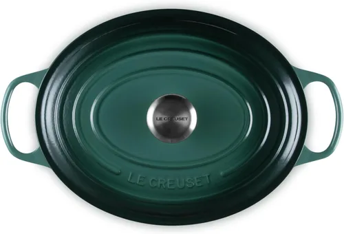 Vista 2 de Le Creuset - Olla holandés redonda con tapa de cocina, hecha de hierro fundido esmaltado, 6.75 cuartos de galón, color alcachofa, colección signature