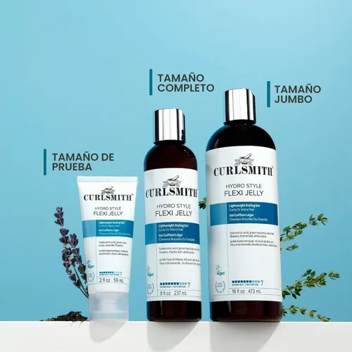 Vista 9 de CURLSMITH - Hydro Style Flexi-Jelly - Gel definidor vegano para cabello ondulado, rizado o enrollado