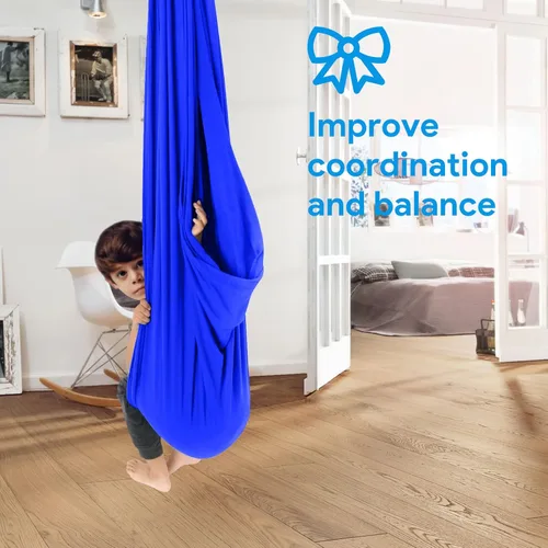 Vista 6 de Satisure Columpio sensorial, columpio de terapia para niños y adultos, columpio para acurrucarse en interiores y exteriores, hamaca columpio