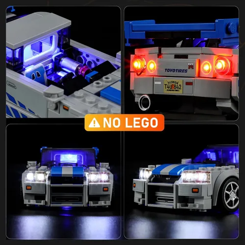 Vista 3 de LIGHTAILING Luz para Lego - 76917 2-Fast-2 Furious Nissan Skyline GT-R (R34) - Kit de iluminación LED compatible con modelo de bloques