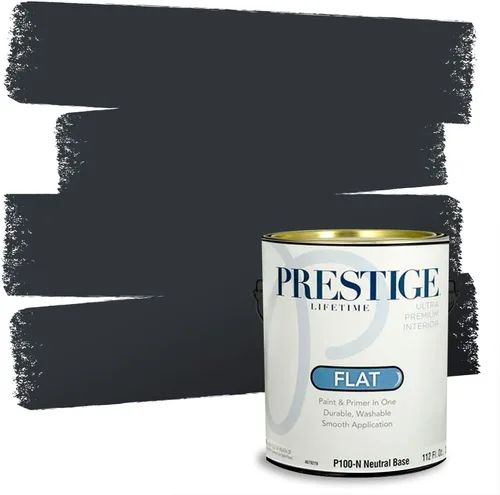 Vista 50 de PRESTIGE Pinturas Pintura Exterior e Imprimación en Uno, 1 Galón, Mate, Combinación Comparable de Sherwin Williams* Black Magic* SW6991-PCM
