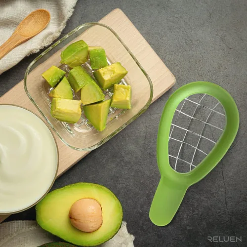 Vista 6 de Herramienta para cortar aguacate – Cuber de aguacate de 3.2 x 6.3 pulgadas con mango ergonómico, fácil de usar y limpiar, plástico de grado
