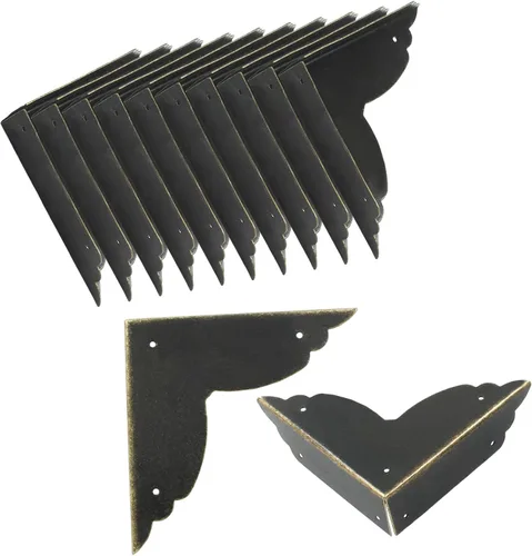 Vista 6 de 8 protectores de esquina de metal negro, protectores de esquina de caja de 2.76 x 2.76 pulgadas, protectores decorativos de esquina de metal