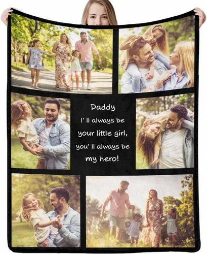 Vista 34 de Artsadd Manta personalizada con foto, mantas personalizadas para papá y abuelo, regalos del Día del Padre, manta conmemorativa para la familia