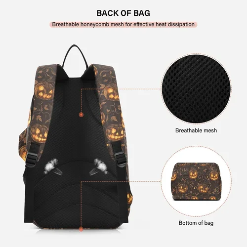 Vista 4 de Bolsa de tenis unisex resistente al agua, color amarillo gótico, calabaza de Halloween, bolsa de viaje deportiva para tenis, bádminton, bolsa