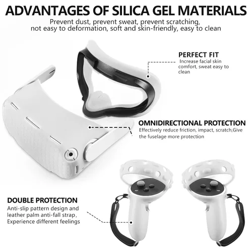 Vista 3 de TATAVR Cover Set for Oculus Quest 2 Accessories Meta Quest 2 Silicone face Cover VR Shell Cover Quest 2 Touch Controller Grip Covers Lens Protector