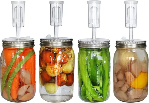 Vista 8 de laffeya - Tapas de fermentación de acero inoxidable y esclusas para tarro Mason de boca ancha Fermentation Lids 2 set: Fermenter