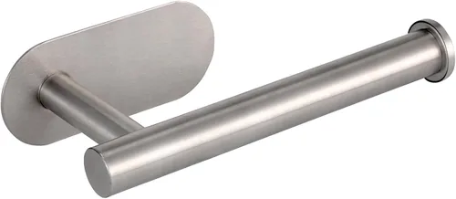 Vista 17 de Soporte para papel higiénico autoadhesivo, sin taladrar para baño, baño, baño, soporte de pared, acero inoxidable (negro)