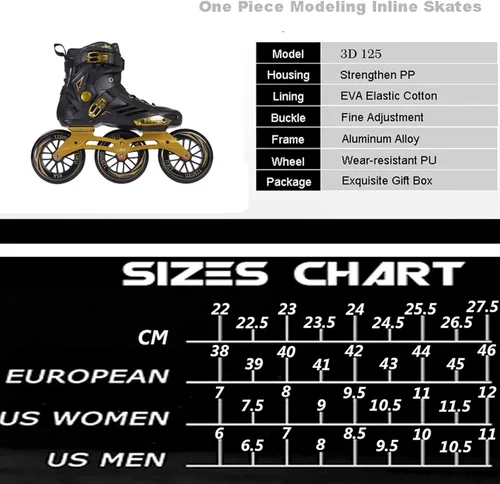 Vista 6 de LIKU Negro 3WD Patín En Línea,Patín De Carreras De 3 Ruedas Unisex