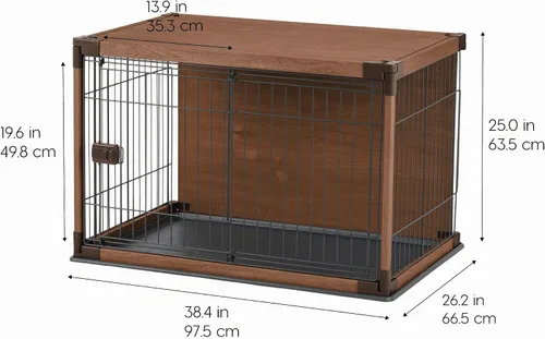 Vista 2 de IRIS USA Jaula Moderna de Madera para Perros – Elegante Perrera de Interior Estilo Mueble y Mesa Auxiliar para Perros Pequeños a Medianos, Jaula