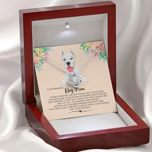 Vista 2 de Dogo Argentino Dog Mom Necklace Present, Jewelry Message Card for My Fur Mum, Dogo Argentino Dog Owner Present, Pet Portrait Necklace