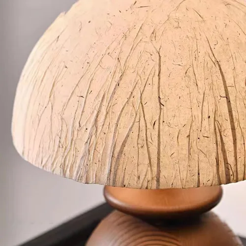 Vista 3 de BGGJJ Lamp for Desk Retro Style Mushroom Table Lamp Bedroom Atmosphere Light Solid Wood Bedside Lamp Desk Lamps for Home Office