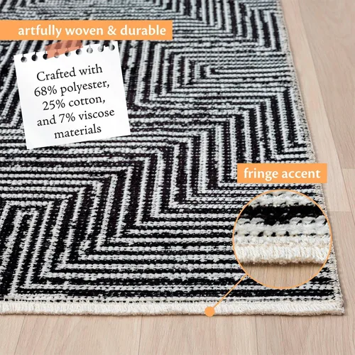 Vista 9 de Indigo Ink - Alfombra lavable, resistente a las manchas, decoración bohemia geométrica, fácil de limpiar, ideal para sala de estar, dormitorio