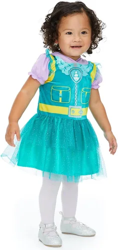 Vista 4 de Nickelodeon Paw Patrol - Conjunto de disfraz de Skye y Everest con capucha y mallas para niñas