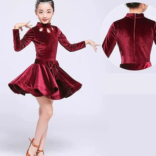 Vista 2 de Vestido de baile latino para niña, disfraz de baile, salsa, concurso de tango, ropa de baile, escenario, ropa de actuación, 2,160