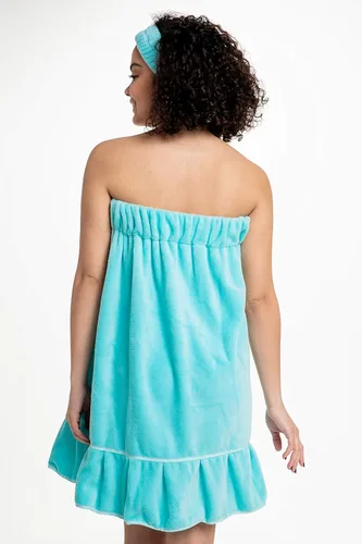 Vista 2 de Envoltura de spa - Toalla para mujer - Envoltura de bata de spa para mujer - Pareo de playa - Batas de dama de honor - Aqua