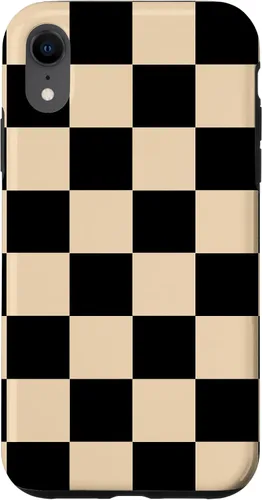 Vista 25 de Funda neutra clásica minimalista con patrón beige a cuadros para iPhone 17