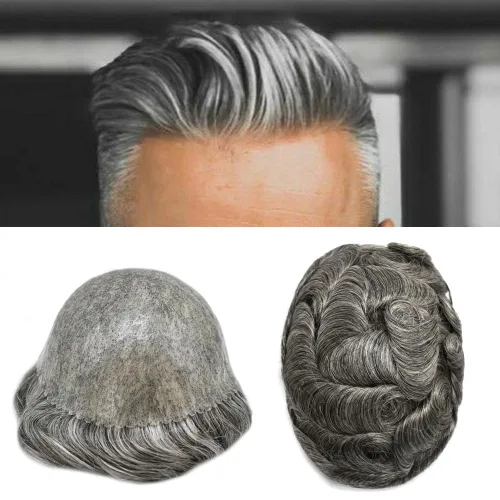Vista 12 de Toupee - Sistema de pelo de poliuretano para hombre, repuesto completo de pelo de polietileno para hombres (8 x 10 pulgadas, 1 negro azabache)