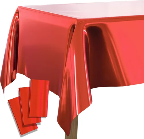 Vista 8 de PartyWoo 3 piezas de mantel de mesa de plástico desechable, 54 x 108 pulgadas, mantel rectangular impermeable azul para mesas de 6 a 8 pies, mantel