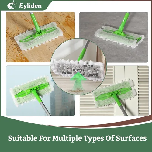 Vista 4 de Eyliden - Trapeador barredora con 36 repuestos, 3 tipos de paños desechables secos y húmedos, diseño hermético sin almohadillas perdidas, recambios