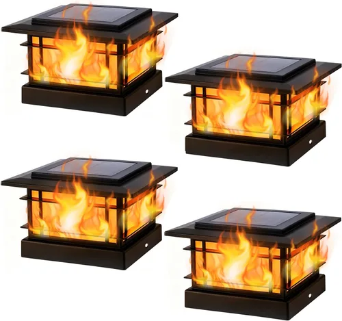 Vista 9 de Dynaming Luces solares de 4 x 4 para exteriores con 2 modos de color, paquete de 2 luces solares para postes de valla, carcasa negra para postes
