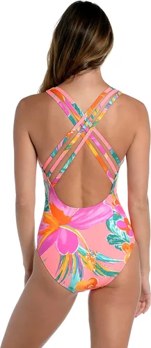 Vista 2 de Traje de baño de una pieza con espalda cruzada y tirantes múltiples