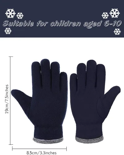 Vista 3 de SATINIOR 3 pares de guantes de forro polar para niños, guantes de invierno, guantes gruesos con forro cálido para niños y niñas