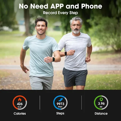 Vista 3 de Reloj inteligente para hombres y mujeres, fuente grande de 1.91 pulgadas, no requiere aplicación/teléfono, rastreador de actividad física