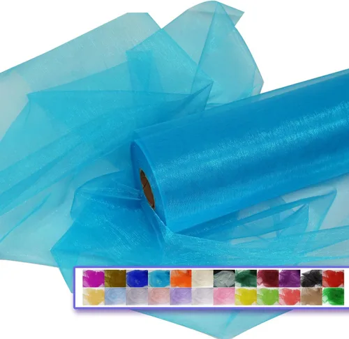 Vista 17 de Rollos de tela de tul de organza, organza cristal de 12" por 50 yardas (150 pies), carrete de malla de nailon transparente sedoso y brillante