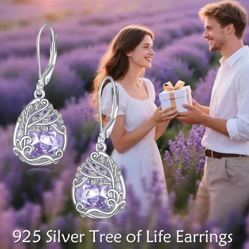 Vista 258 de Aretes colgantes con forma de lágrima de filigrana de piedra lunar de plata de ley 925 con cierre de palanca para mujer, regalos de joyería
