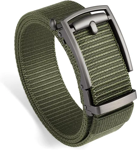 Vista 18 de SENDEFN Cinturones de trinquete de nailon para hombres, cinturón de tela de golf con hebilla ajustable automática jeans casuales