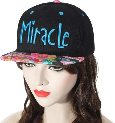 Vista 2 de ZLYC - Gorra de béisbol para mujer con impresión Tropical Floral neón con palabra Bordada - Snapback