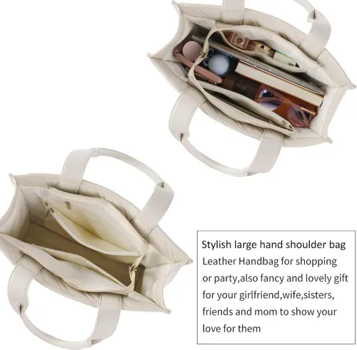 Vista 5 de LMKIDS Bolsa de mano acolchada para mujer, bolsa de hombro, asa superior, para trabajo, viajes