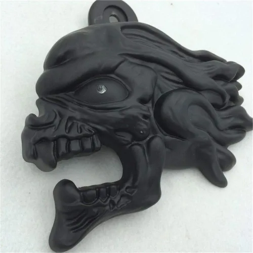 Vista 3 de MT246-009-A- Cubierta negra para bocina de cabeza de viento de Ghost Head Compatible con Harley-Davidson de 1992 en adelante con montaje lateral