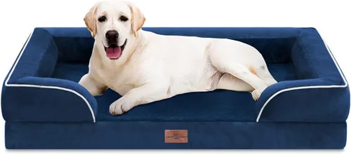 Vista 163 de Comfort Expression - Cama ortopédica para perros medianos, 28 x 19 pulgadas, cama impermeable y de apoyo de espuma con cojines removibles, sofá