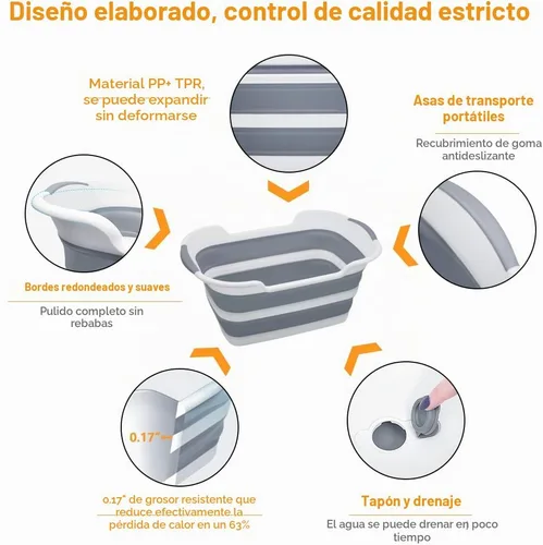 Vista 3 de Goderewild Bañera plegable multiusos para mascotas con orificio de drenaje para cachorros, perros pequeños, gatos, cesta de lavandería portátil Verde