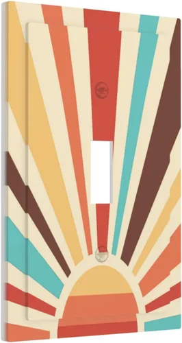 Vista 16 de Placa de pared abstracta con diseño de amanecer retro, arco iris, puesta de sol, sin dispositivo, placa de pared decorativa en blanco, placa frontal