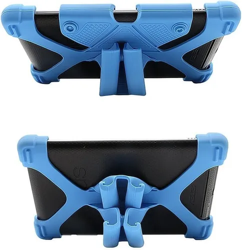 Vista 3 de CHINFAI Funda universal para tablet de 7 pulgadas, a prueba de golpes, con soporte de silicona para todas las versiones, RCA Voyager, Vankyo Azul