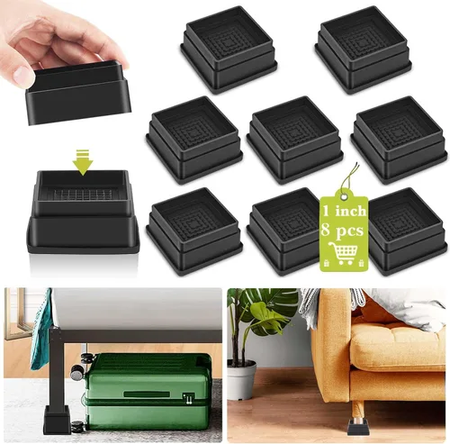 Vista 10 de Paquete de 12 elevadores de muebles de 1 pulgada, elevadores de cama ajustables resistentes para mesa, escritorio, sofá, gabinete, marco de cama