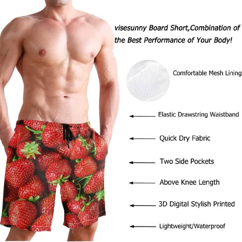 Vista 3 de visesunny Novedosos pantalones cortos de playa para hombre, de secado rápido, para vacaciones, fiestas, deportes, correr, natación, trajes de baño