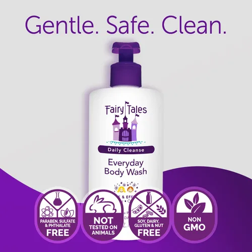 Vista 4 de Fairy Tales Daily Cleanse Everyday Kids Gel de Baño - Jabón para baño o ducha, gel de baño para niños con ingredientes limpios y naturales