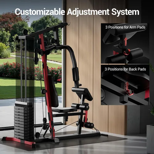 Vista 5 de Home Gym System with 160LB Weight Stack, Multifunctional All-in-One Workout Station, Full Body Strength Training System