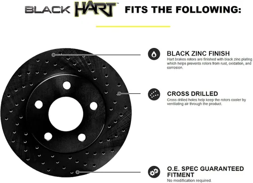 Vista 3 de Hart Brakes Kit de frenos y rotores traseros delanteros Pastillas de freno delanteras y traseras Rotores y pastillas de freno Pastillas