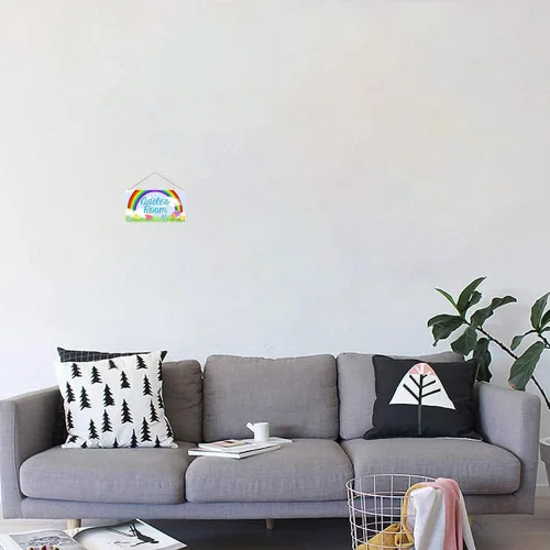 Vista 4 de Letrero de puerta personalizado con diseño de flores de arco iris para dormitorio de niñas, letrero de decoración de pared, letrero de pared