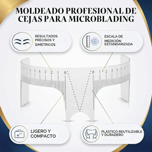 Vista 5 de Regla profesional de posicionamiento de cejas Microblading Brow Shape Design Ruler Herramienta de medida (B) Piercing y suministros