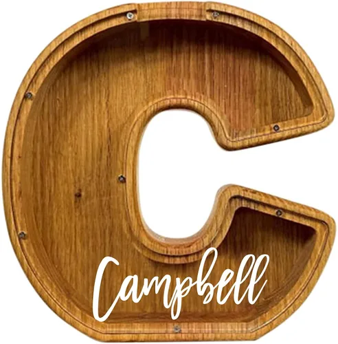 Vista 25 de Alcancía de madera grande personalizada, 7.5 pulgadas, con ventana acrílica fácil de abrir, caja de ahorro de dinero inicial para niños y niñas