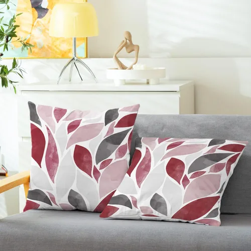 Vista 2 de CaliTime Juego de 2 fundas de almohada decorativas de forro polar con pétalos de flores y pétalos de dalia que caen para sofá, cama, sofá